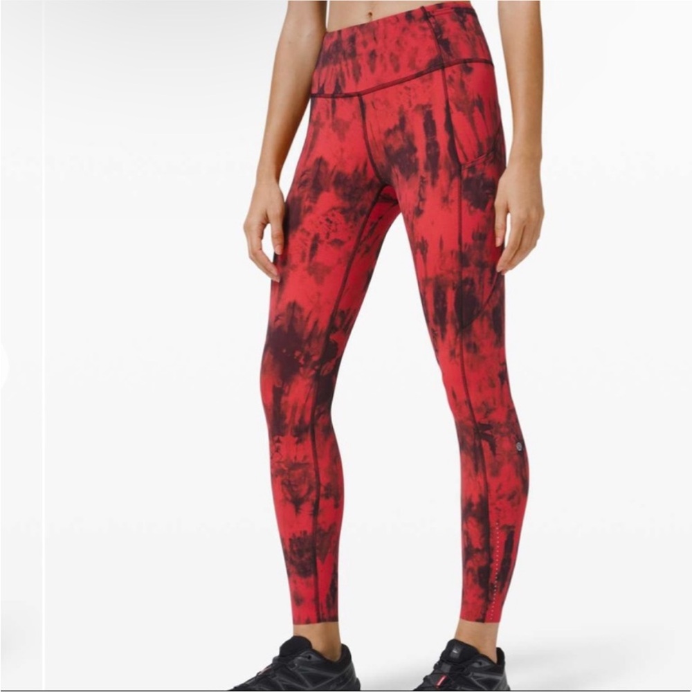 lululemon athletica Red and Black Tie-Dye Leggings